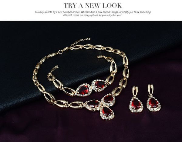 Elegantni ženski set prsten narukvica naušnice i ogrlica s kamenčićima