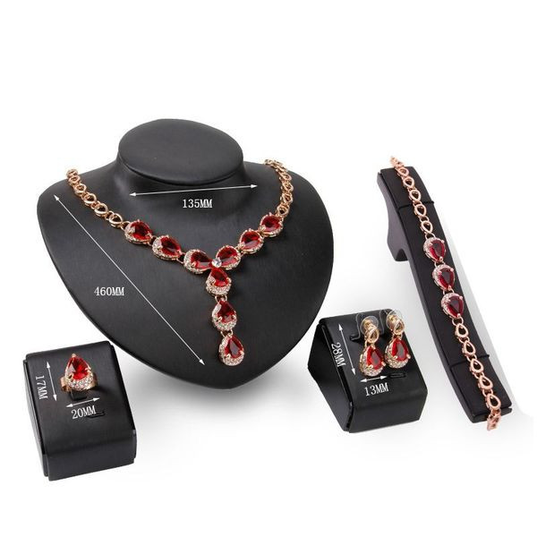 Naiste elegantne kaelakee kõrvarõngaste komplekt, käevõru ja sõrmus