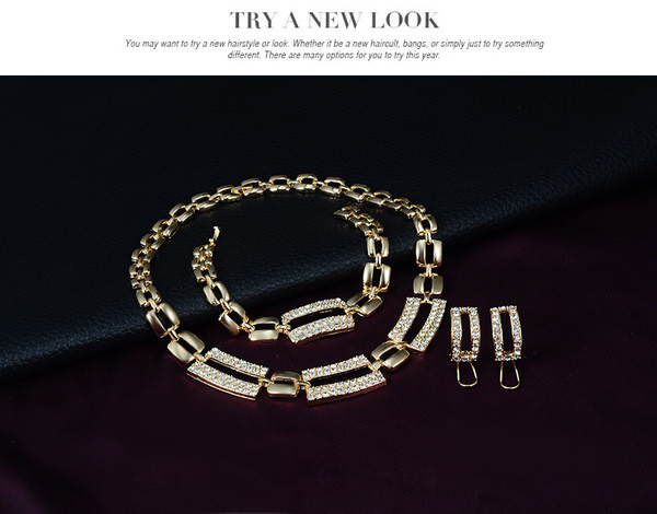 Naiste stiilne komplekt kaelakee kõrvarõngad käevõru ja sõrmus