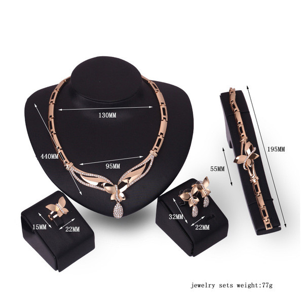 Naiste stiilne kaelakeesõrmus käevõru ja kõrvarõngaste komplekt