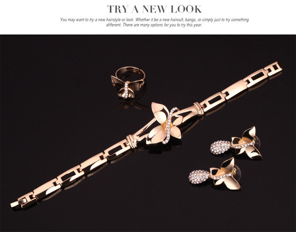 Naiste stiilne kaelakeesõrmus käevõru ja kõrvarõngaste komplekt