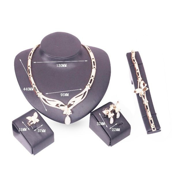 Naiste stiilne kaelakeesõrmus käevõru ja kõrvarõngaste komplekt