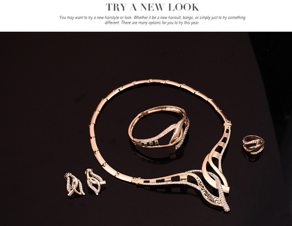 Moodne naiste komplekt käevõru kõrvarõngad kaelakee ja sõrmus dekoratiivkividega