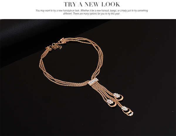 Stiilne kaelakee käevõru kõrvarõngaste ja sõrmuse komplekt