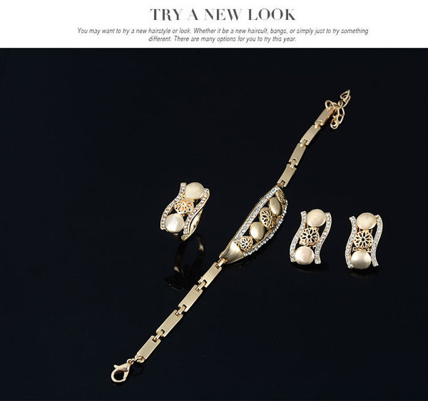 Elegantne sõrmuse käevõru kõrvarõngaste ja kaelakee komplekt