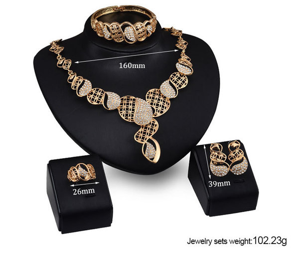 Modern gyűrűs fülbevaló karkötő és nyaklánc díszgyöngyökkel