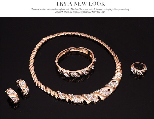 Elegantne naiste komplekt kaelakee käevõru kõrvarõngad ja sõrmus