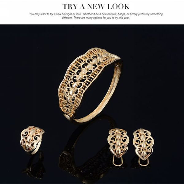 Elegantne naiste komplekt käevõru kaelakeesõrmust ja kõrvarõngaid