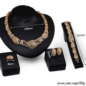 Női nyaklánc gyűrűs karkötő és fülbevaló szett