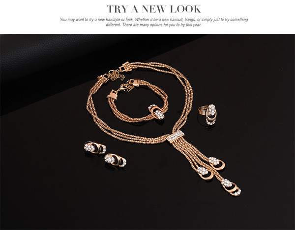 Női aktuális nyaklánc gyűrű nyaklánc és karkötő szett