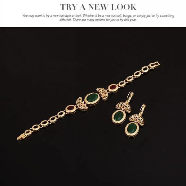 Naiste stiilne kaelakee käevõru sõrmuse ja kõrvarõngaste komplekt