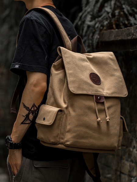 Lezser férfi textil hátizsák zsebbel