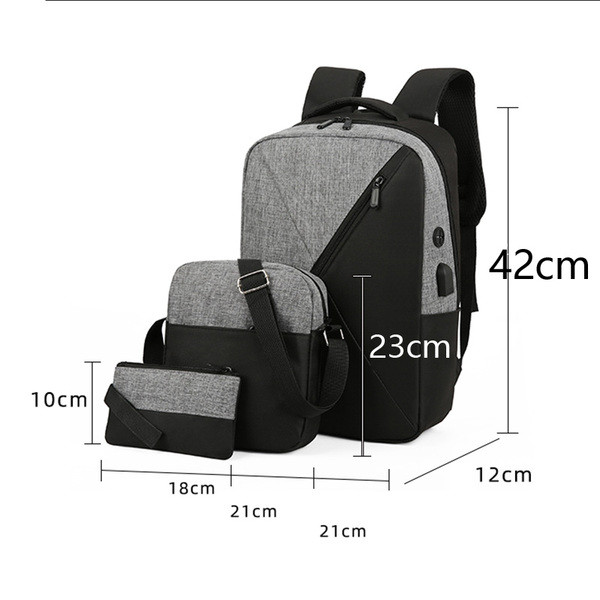 Vyriška tekstilinė kuprinė - 3 dalių rinkinys