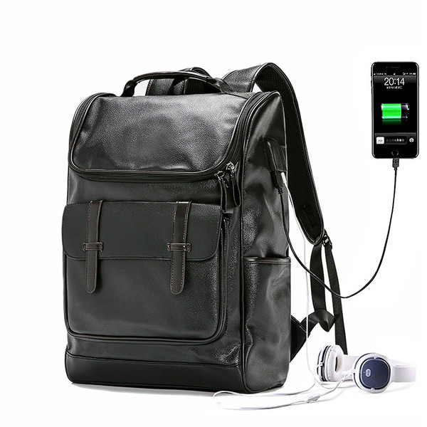 Öko bőrből készült férfi hátizsák - fekete színben