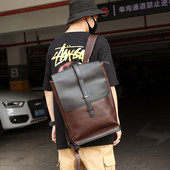 Férfi bőr hátizsák cipzárral