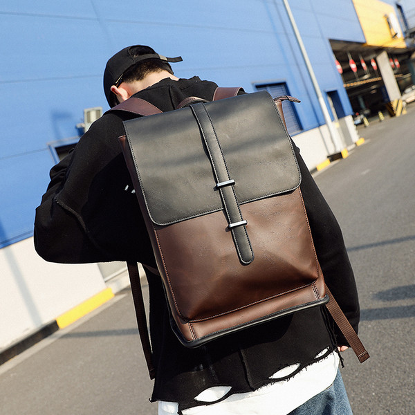 Férfi bőr hátizsák cipzárral
