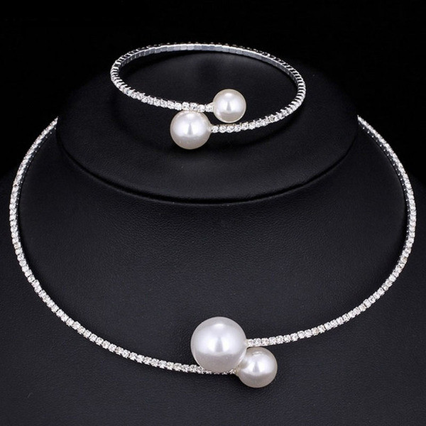 Stílusos női tiszta nyaklánc és karkötő szett