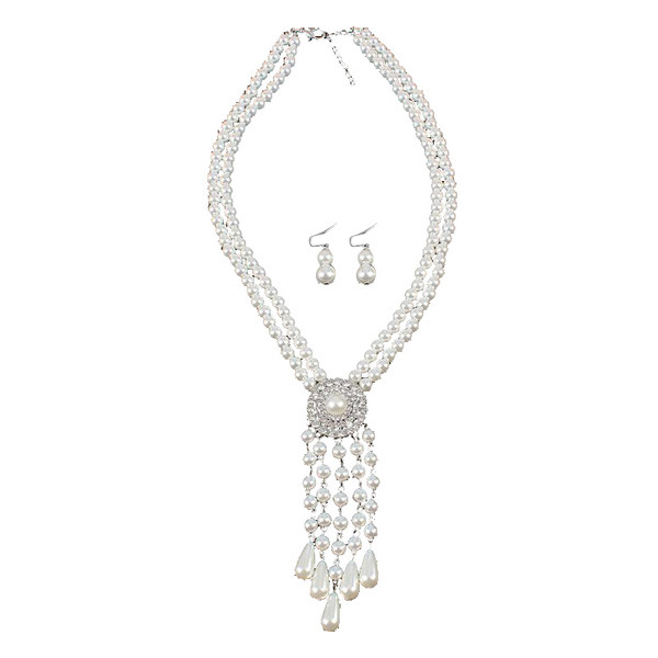 Naprakész nyaklánc és fülbevaló díszgyöngyökkel