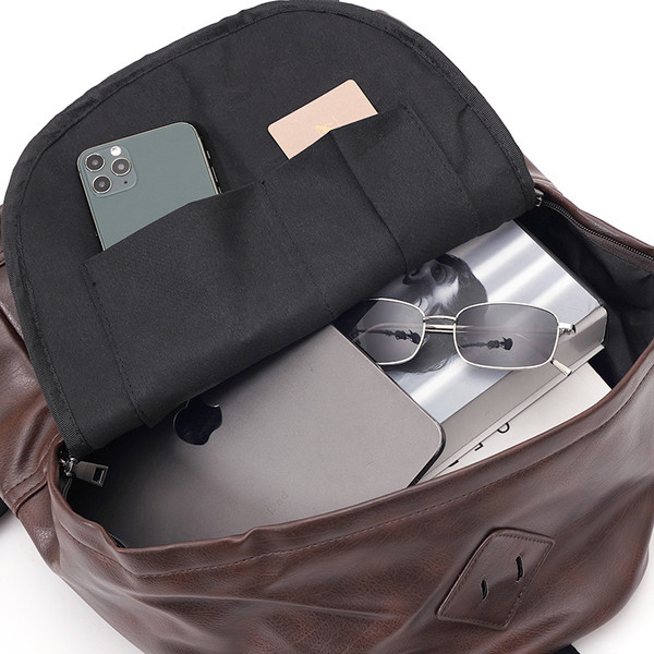 Meeste nahast seljakott-retro stiilis lukuga