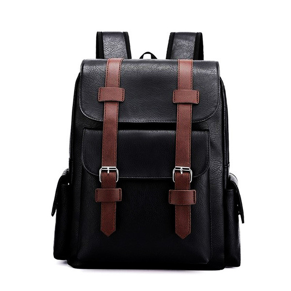 Ανδρικό έκο δερμάτινο σακίδιο με μπροστινή τσέπη και φερμουάρ