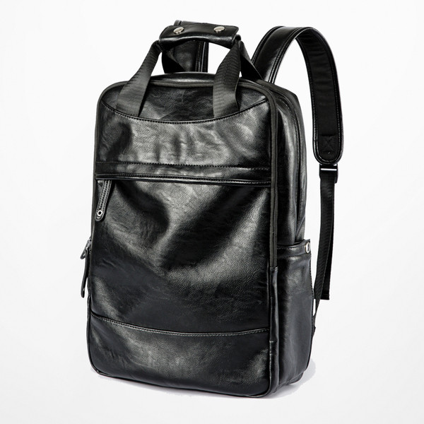 Ανδρικό έκο δερμάτινο σακίδιο καθημερινής χρήσης - σε μαύρο χρώμα