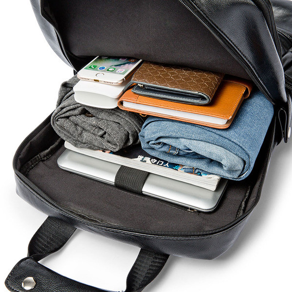 Ανδρικό έκο δερμάτινο σακίδιο καθημερινής χρήσης - σε μαύρο χρώμα