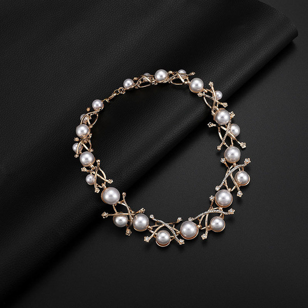 Γυναικείο κομψό σετ δαχτυλίδι, βραχιόλι, κολιέ και σκουλαρίκια με πέρλες