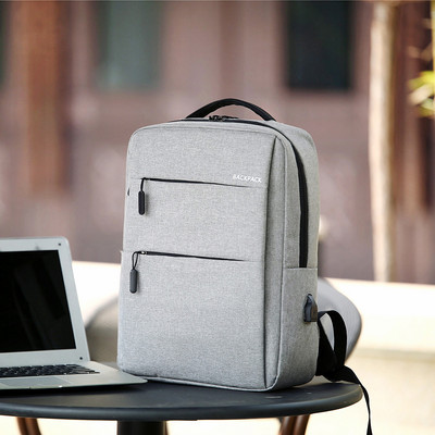 Alkalmi férfi hátizsák cipzárral és elülső zsebekkel, laptop számára