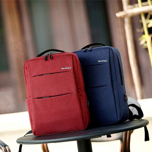 Alkalmi férfi hátizsák cipzárral és elülső zsebekkel, laptop számára