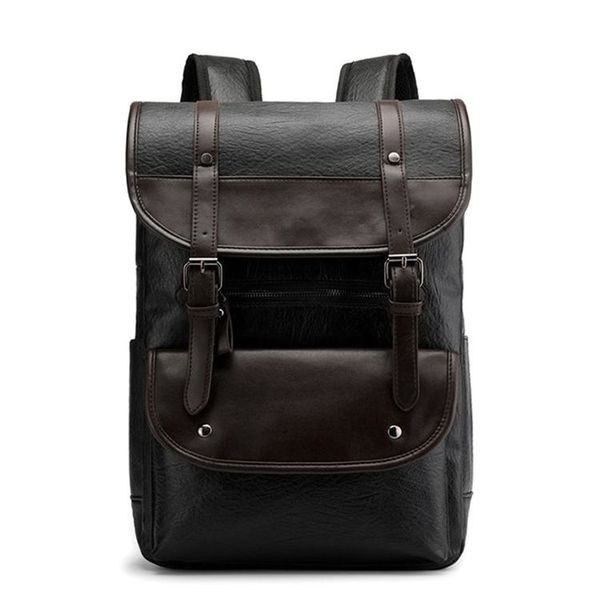 Moodne meeste nahast seljakott beeži ja halli tõmblukuga