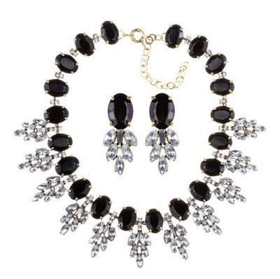 Naiste igapäevane kividega kaelakee ja kõrvarõngaste komplekt