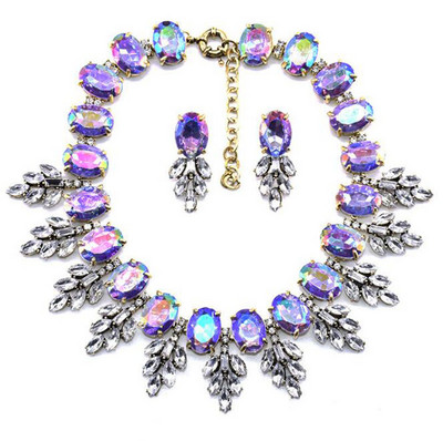 Naiste igapäevane kividega kaelakee ja kõrvarõngaste komplekt