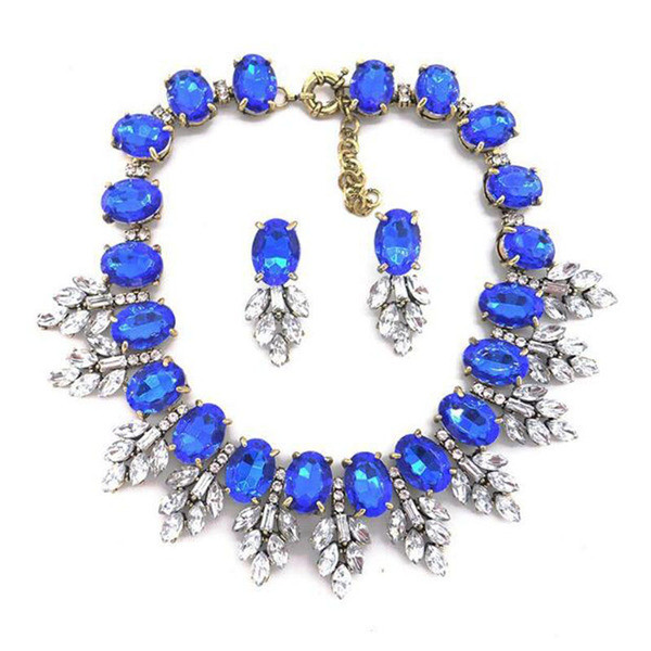 Naiste igapäevane kividega kaelakee ja kõrvarõngaste komplekt