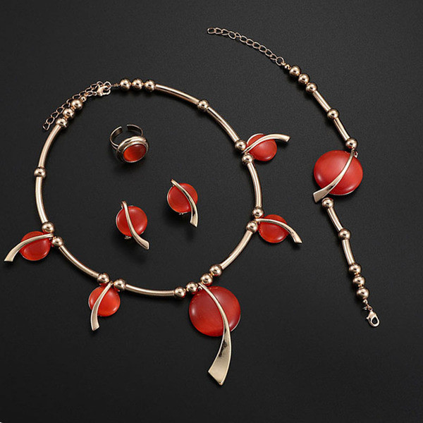 Női alkalmi gyűrűs nyaklánc fülbevaló és karkötő szett