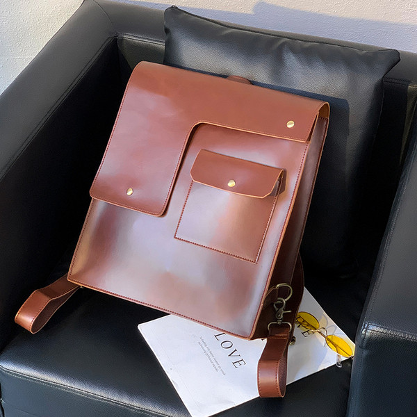 Ανδρικό έκο δερμάτινο σακίδιο με τσέπη