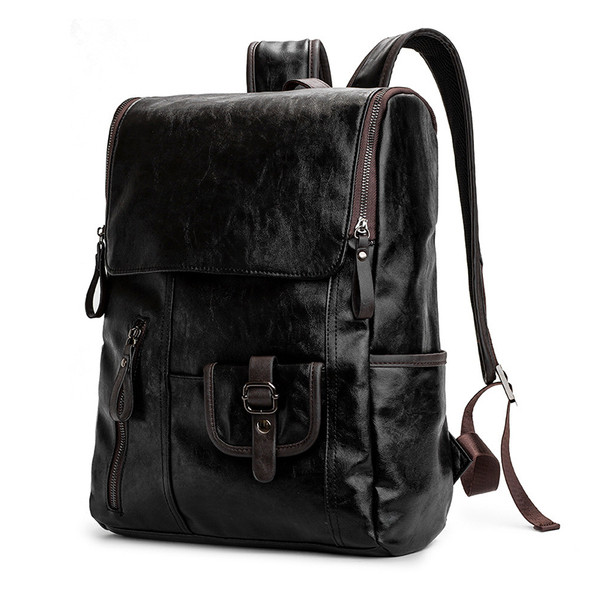 Férfi bőr hátizsák zsebekkel