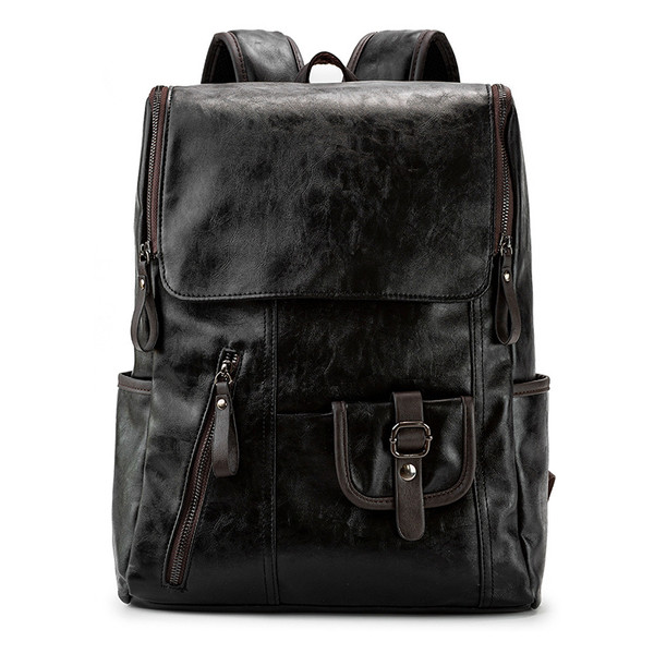 Férfi bőr hátizsák zsebekkel