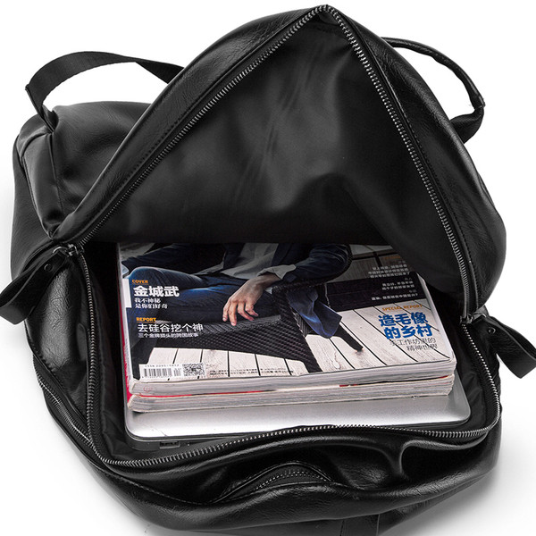 Bőr férfi fekete hátizsák-sima modell