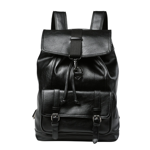 Férfi bőr hátizsák fűzővel és csattal