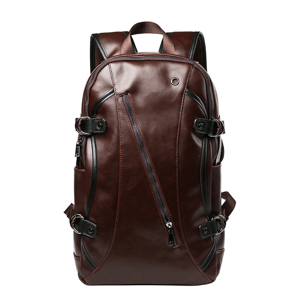 Moodne tõmblukuga nahast meeste seljakott