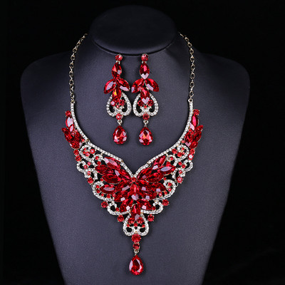 Stiilne dekoratiivkividega kaelakee ja kõrvarõngaste komplekt