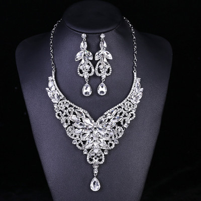 Stiilne dekoratiivkividega kaelakee ja kõrvarõngaste komplekt