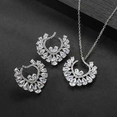 Naiste stiilne kividega kaelakee ja kõrvarõngaste komplekt
