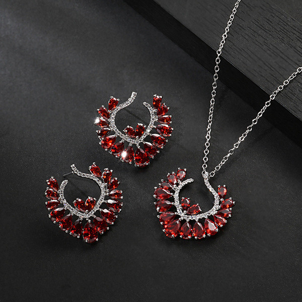 Naiste stiilne kividega kaelakee ja kõrvarõngaste komplekt