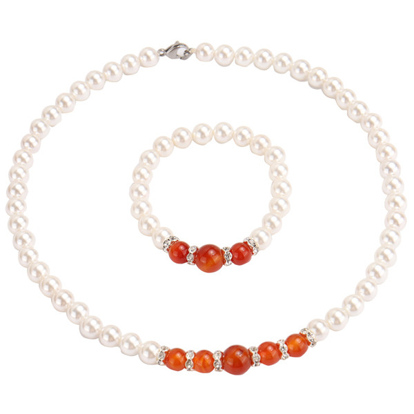 Kaasaegne pärlitega kaela- ja käevõru komplekt