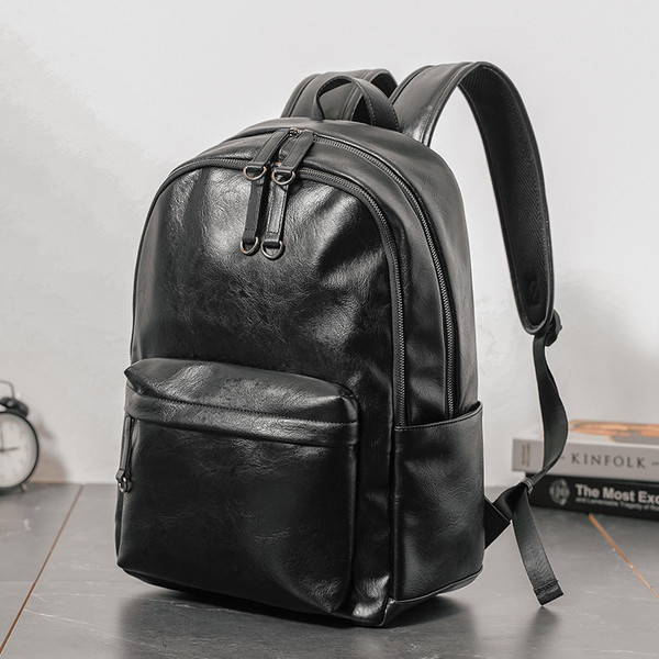 Ανδρικό έκο δερμάτινο σακίδιο με φερμουάρ και τσέπες