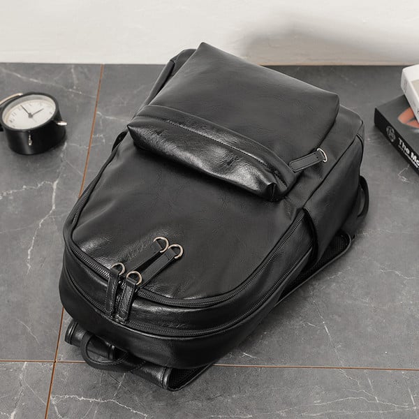 Ανδρικό έκο δερμάτινο σακίδιο με φερμουάρ και τσέπες
