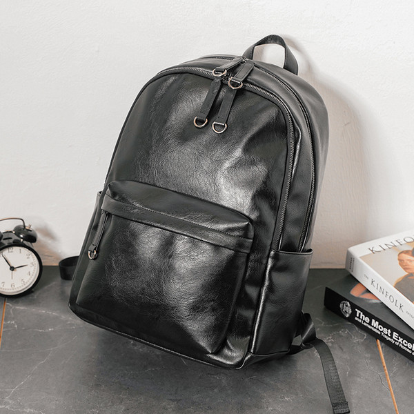 Ανδρικό έκο δερμάτινο σακίδιο με φερμουάρ και τσέπες