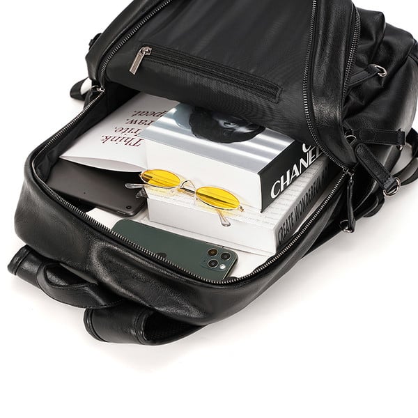 Ανδρικό έκο δερμάτινο σακίδιο με φερμουάρ και τσέπες