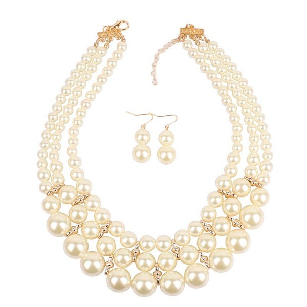 Γυναικείο σετ κολιέ και σκουλαρίκια με πέρλες